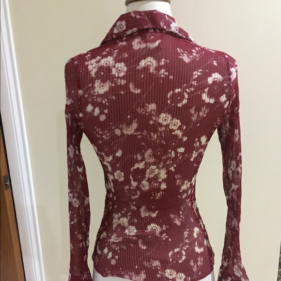 Sparkly Red Pleated Floral Shirt - Picture 4 of 5